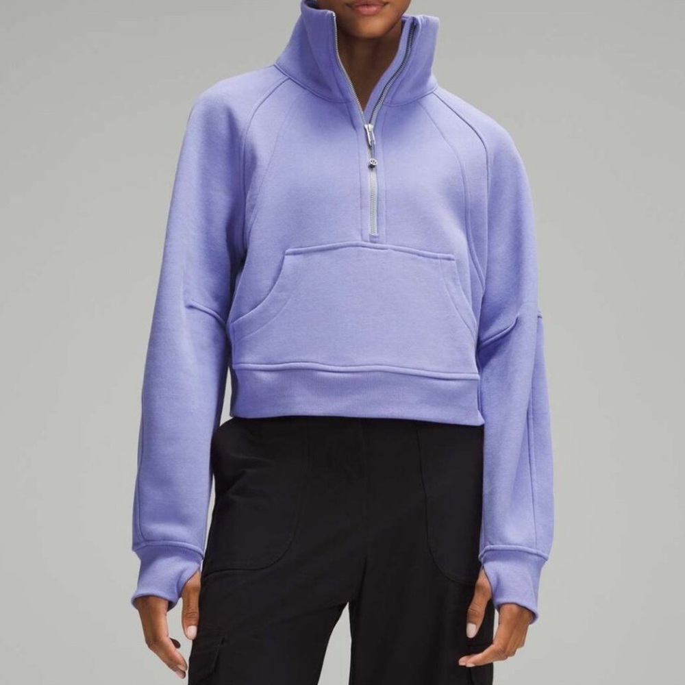 Purple Lululemon scuba 1/2 zip funnel neck sweatshirt